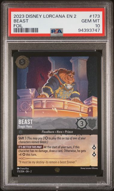 2023 Disney Lorcana Rise of the Floodborn #173 Beast - Tragic Hero (Foil) PSA 10