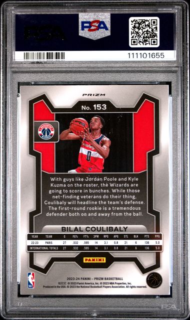 2023-24 Panini Prizm Silver Prizm #153 Bilal Coulibaly PSA 9 (Rookie)