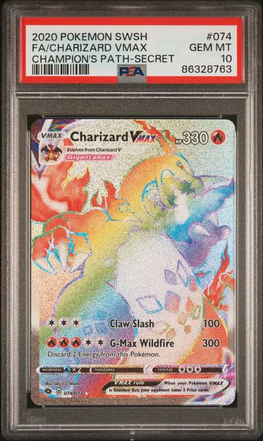 2020 Pokemon Champion's Path #074 Charizard VMax- Full Art Secret Rare PSA 10