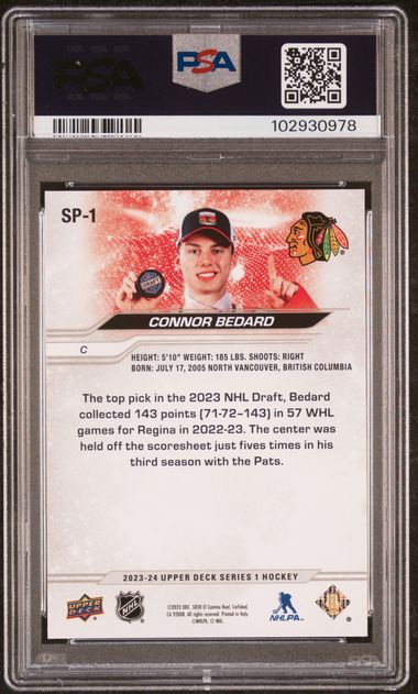 2023-24 Upper Deck NHL Draft SP #SP1 Connor Bedard PSA 9 (Rookie)