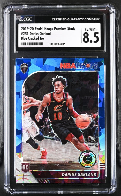 2019-20 Panini Hoops Premium Stock Blue Cracked Ice #251 Darius Garland CGC 8.5 (Rookie)