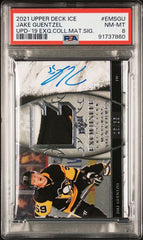 2021-22 Upper Deck Ice 2019 Exquisite Material Signatures Update #EMSGU Jake Guentzel #25/65 PSA 8 | Eastridge Sports Cards
