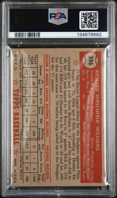 1952 Topps #396 Dick Williams PSA 3
