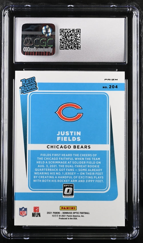2021 Donruss Optic Blue Hyper #204 Justin Fields CGC 9 (Rookie)