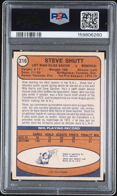 1974-75 O-Pee-Chee #316 Steve Shutt PSA 5 (Rookie)