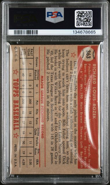 1952 Topps #363 Dick Rozek PSA 4