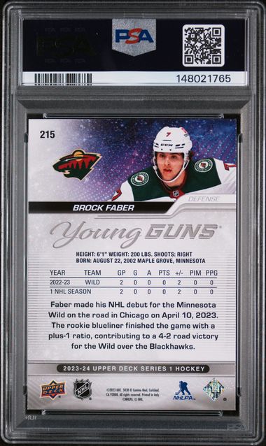 2023-24 Upper Deck #215 Brock Faber PSA 8 (Rookie)