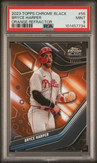 2023 Topps Chrome Black Orange Refractor #55 Bryce Harper #17/25 PSA 9 | Eastridge Sports Cards
