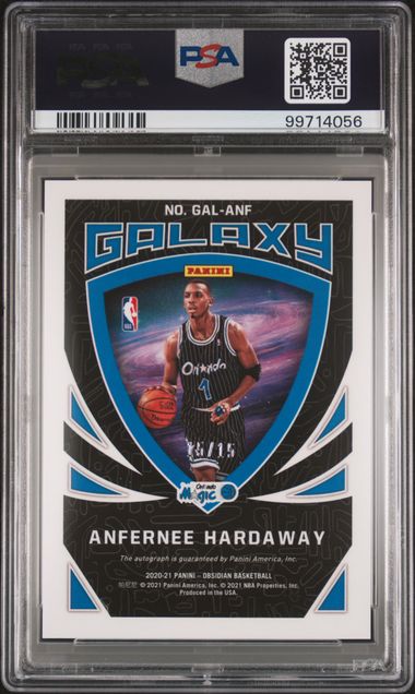 2020-21 Panini Obsidian Galaxy Electric Etch Green #ANF Anfernee Hardaway #15/15 PSA 10