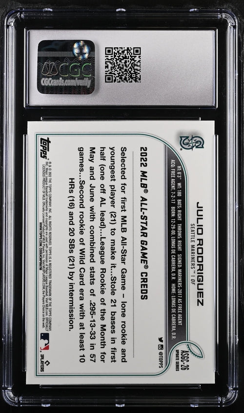 2022 Topps Chrome Update All-Star Game #ASGC-26 Julio Rodriguez CGC 8 (Rookie)