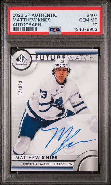 2023-24 SP Authentic #107 Matthew Knies #102/999 PSA 10 (Rookie)
