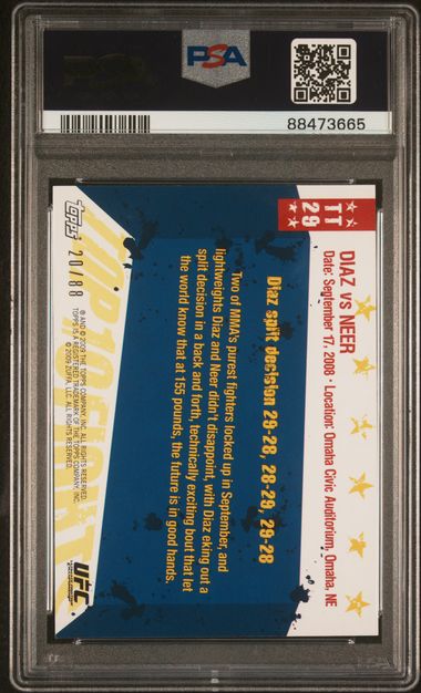 2009 Topps UFC Round 1 Top 10 Fights of 2008 Gold #29 Nate Diaz/Josh Neer #20/88 PSA 10 | Eastridge Sports Cards