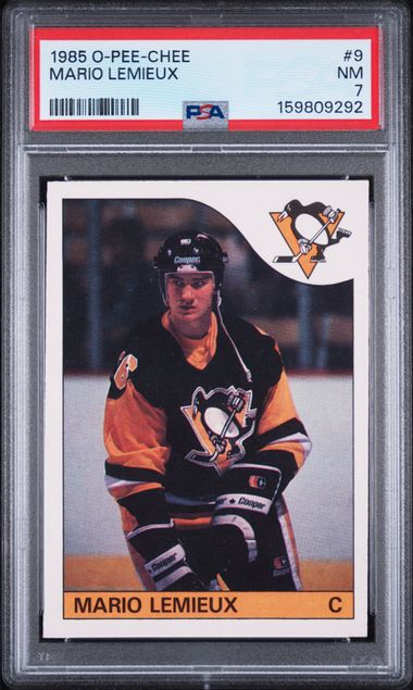 1985-86 O-Pee-Chee #9 Mario Lemieux PSA 7 (Rookie)