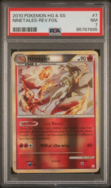 2010 Pokemon HeartGold & SoulSilver #7 Ninetales- Reverse Holo PSA 7
