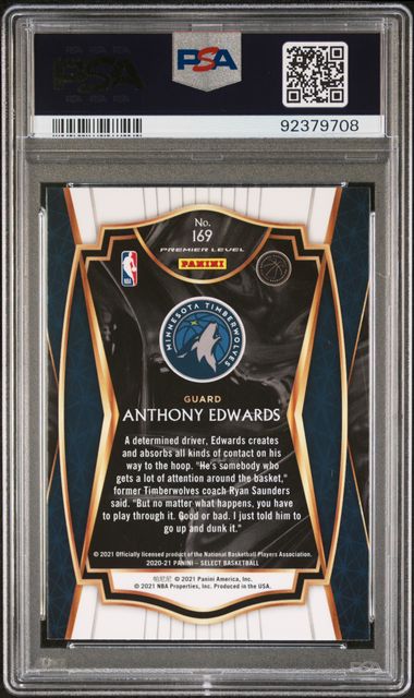 2020-21 Panini Select Blue Retail #169 Anthony Edwards PSA 8 (Rookie)