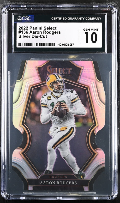 2022 Panini Select Silver Die-Cut #136 Aaron Rodgers CGC 10