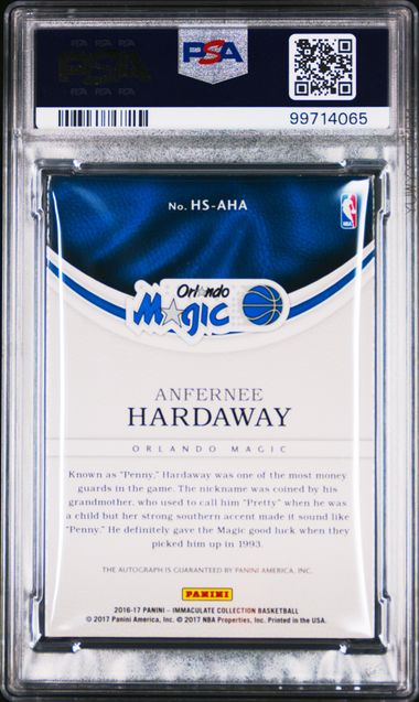2016-17 Panini Immaculate Collection Heralded Signatures #HSAHA Anfernee Hardaway #08/99 PSA 7
