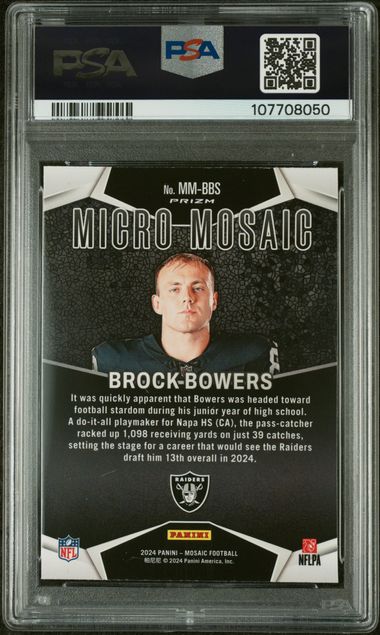 2024 Panini Mosaic Micro Mosaic #MMBBS Brock Bowers PSA 10 (Rookie)