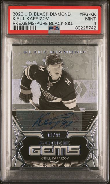 2020-21 Black Diamond Rookie Gems Pure Black Signature #RG-KK Kirill Kaprizov #03/99 PSA 9 (Rookie)