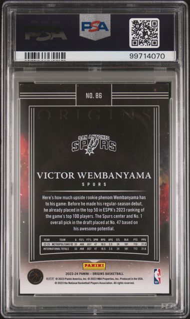 2023-24 Panini Origins #86 Victor Wembanyama PSA 8 (Rookie)