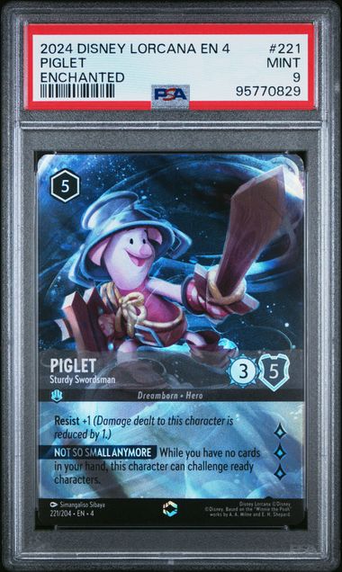 2024 Disney Lorcana Ursula's Return #221 Piglet - Sturdy Swordsman (Enchanted) PSA 9