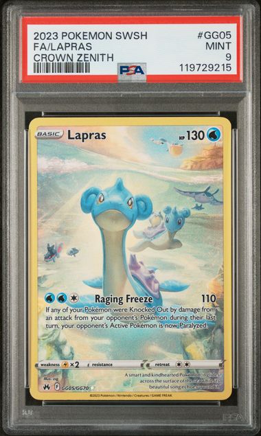2023 Pokemon Crown Zenith #GG05 Lapras - Full Art PSA 9