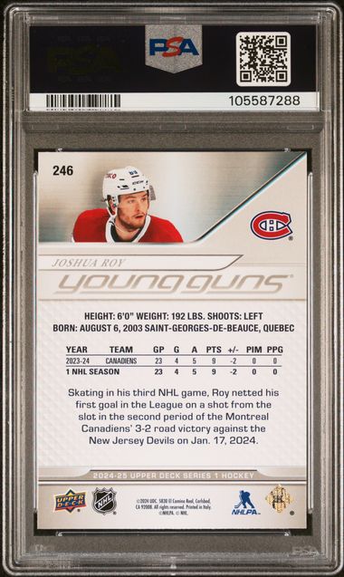2024-25 Upper Deck #246 Joshua Roy PSA 9 (Rookie) | Eastridge Sports Cards