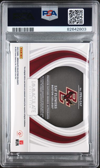 2023 Panini Immaculate Collegiate Premium Patch Rookie Auto Ruby #ZAF Zay Flowers #16/65 PSA 8