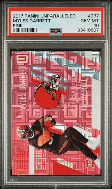 2017 Panini Unparalleled Pink #237 Myles Garrett #277/299 PSA 10 (Rookie)