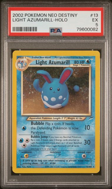 2002 Pokemon Neo Destiny #13 Light Azumarill- Holo PSA 5