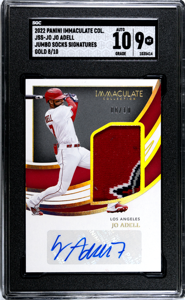2022 Panini Immaculate Collection Jumbo Socks Signaturs Gold #JSS-JO Jo Adell #08/10 SGC 9 (Auto 10)