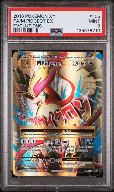 2016 Pokemon Evolutions #105 M Pidgeot EX - Full Art PSA 9