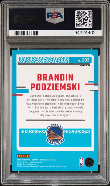 2023-24 Donruss Optic Jazz #203 Brandon Podziemski PSA 10 (Rookie)