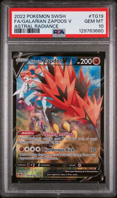 2022 Pokemon Astral Radiance #TG19 Galarian Zapdos V- Full Art PSA 10
