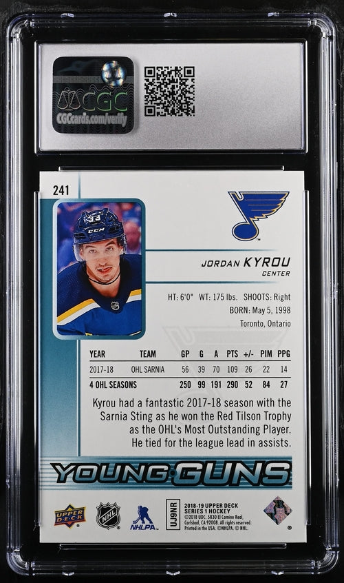 2018-19 Upper Deck #241 Jordan Kyrou CGC 9 (Rookie)