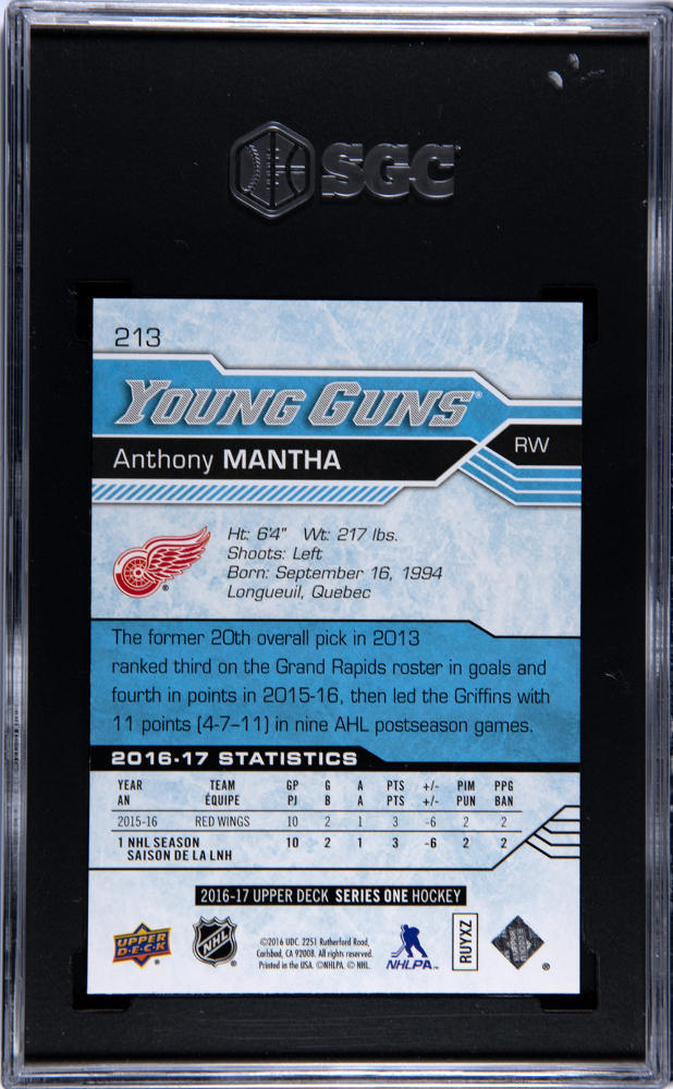 2016-17 Upper Deck #213 Anthony Mantha SGC 9.5 (Rookie)
