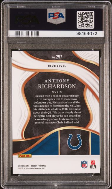 2023 Panini Select #297 Anthony Richardson PSA 10 (Rookie)