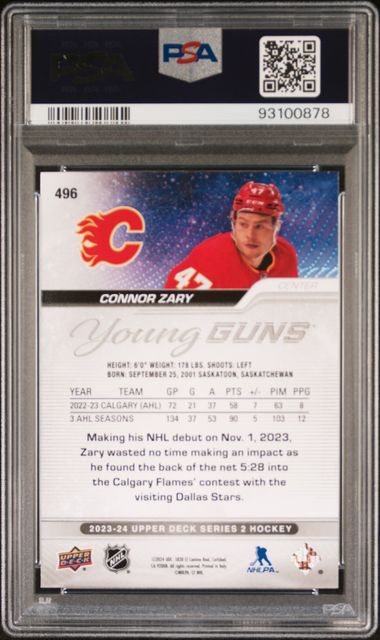 2023-24 Upper Deck #496 Connor Zary PSA 10 (Rookie)
