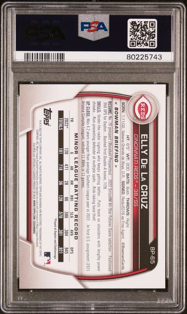 2023 Bowman Paper Prospects Neon Green #BP65 Elly De La Cruz #124/399 PSA 9