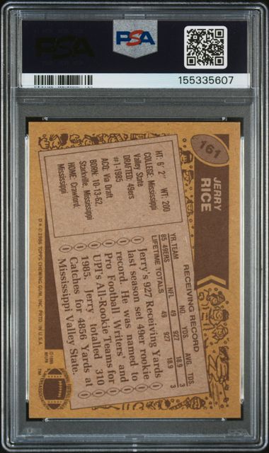 1986 Topps #161 Jerry Rice PSA 6 (Rookie)