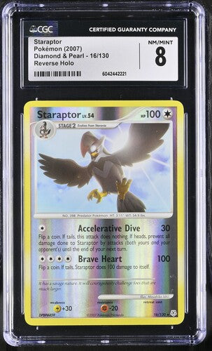 2007 Pokemon Diamond & Pearl #16 Staraptor- Reverse Holo CGC 8