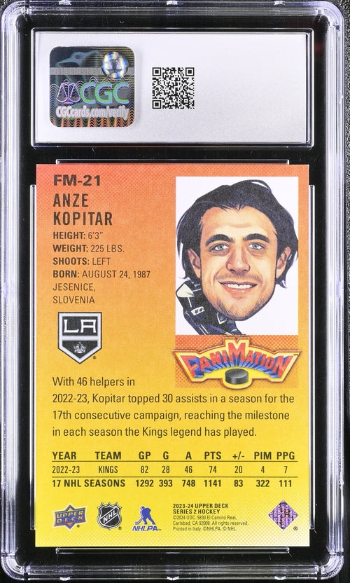 2023-24 Upper Deck Fanimation #FM-21 Anze Kopitar CGC 10