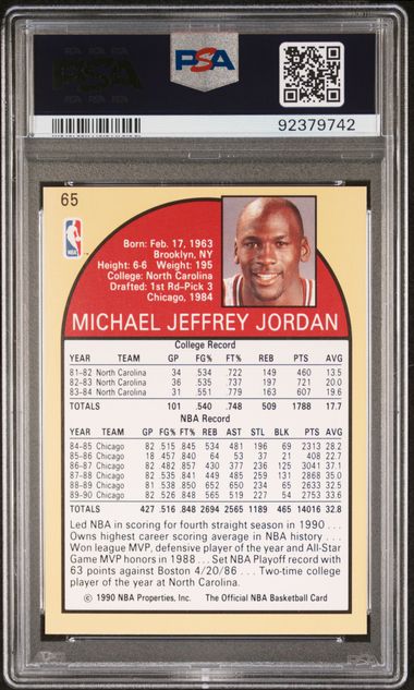 1990-91 Hoops #65 Michael Jordan PSA 8