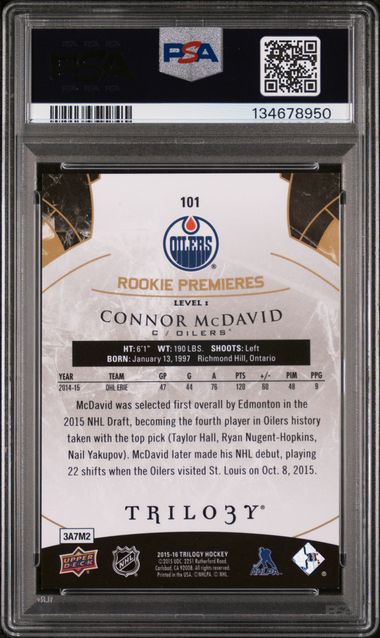 2015-16 Upper Deck Trilogy #101 Connor McDavid #428/999 PSA 9 (Rookie)