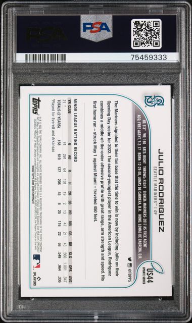 2022 Topps Update #US44 Julio Rodriguez PSA 9 (Rookie)