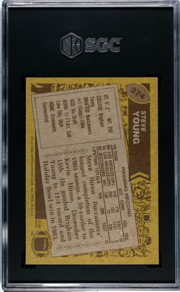 1986 Topps #374 Steve Young (Rookie)