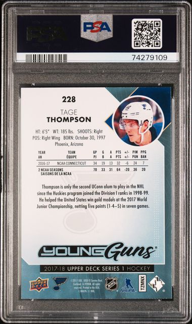 2017-18 Upper Deck #228 Tage Thompson PSA 9 (Rookie)