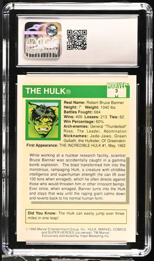 1990 Impel Marvel Universe Series 1 #3 Hulk CGC 7.5