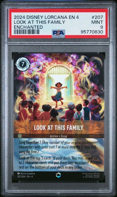 2024 Disney Lorcana Ursula's Return #207 Look at this Family (Enchanted) PSA 9