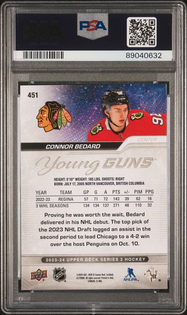 2023-24 Upper Deck #451 Connor Bedard PSA 9 (Rookie)